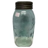 Antique Beaver Fruit Jar Aqua Glass