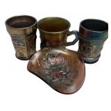 Carnival Glass Tumblers Mug & Bowl Lot