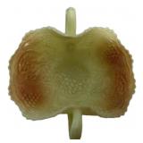 Custard Glass Grape Pattern Basket Bowl