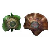 Pair of Carnival Glass Ruffled Bowls