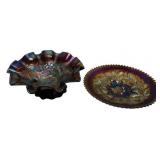 Carnival Glass Bowl & Plate Set