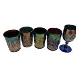 Carnival Glass Tumblers & Goblet Set
