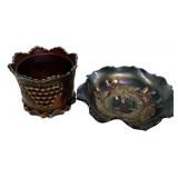 Carnival Glass Spooner & Bowl Pair