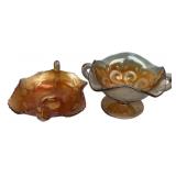 Pair of Marigold Carnival Glass Bowls