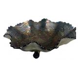 Carnival Glass Ruffled Footed Bowl