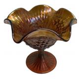 Amber Carnival Glass Grape Compote