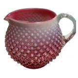 Cranberry Opalescent Hobnail Pitcher