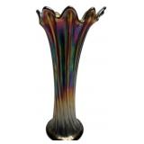 Carnival Glass Ribbed Flared Vase