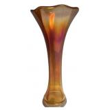 Marigold Carnival Glass Fluted Vase