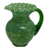 Green Opalescent Coin Dot Glass Pitcher