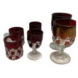 Ruby Flash Block Glass Set 6 Pieces