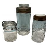 Antique Glass Canning Jars Lot of 3
