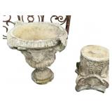 Concrete Urn and Pedestal, two piece, heavy.