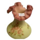 Fenton Burmese Glass Ruffled Vase