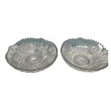 Pair Cut Glass Bowls Pinwheel Pattern