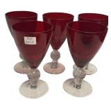 Ruby Red Glass Goblets Set of 5
