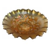 Marigold Carnival Glass Strawberry Bowl