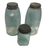 Antique Blue Glass Mason & Ball Jars