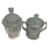Pair of Pressed Glass Covered Jars
