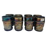 Carnival Glass Heron Tumblers Set of 8