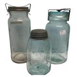 Antique Glass Canning Jars Lot of 3