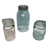 Lot of 3 Antique Glass Canning Jars