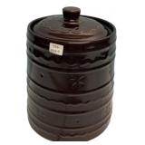 Brown Glazed Stoneware Canister w/ Lid