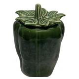 Green Bell Pepper Ceramic Cookie Jar