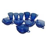 Cobalt Blue Depression Glass Set 11pc