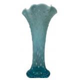 Blue Opalescent Tree Trunk Glass Vase