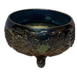 Carnival Glass Grape & Leaf Footed Bowl