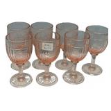 Pink Depression Glass Goblets Set of 7