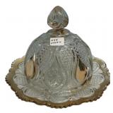 EAPG Pressed Glass Covered Butter Dish