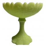 Fenton Green Satin Glass Compote