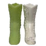 Pair Pressed Glass Daisy Pattern Vases