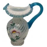 Fenton Style Swirl Glass Pitcher
