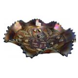 Carnival Glass Ruffled Bowl Strawberry