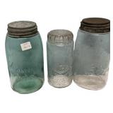 Antique Mason Jars Lot of 3