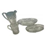 Pressed Glass Pitchers & Oval Dishes
