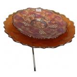 Carnival Glass Grape & Leaf Bowl/Plate