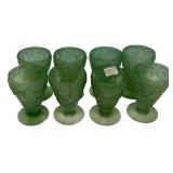 Green Frosted Glass Grape Goblets Set 8