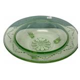 Green Depression Glass Footed Bowl