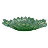 Green Opalescent Glass Ruffled Bowl
