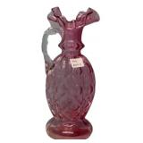 Cranberry Glass Ruffled Rim Pitcher