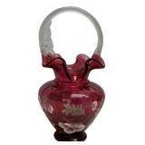 Victorian Cranberry Glass Basket Vase