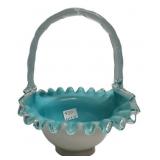 Fenton Silver Crest Blue Glass Basket
