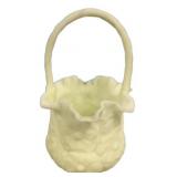 Satin Glass Ruffled Basket Vase