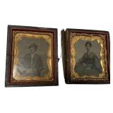 Pair of Antique Tintype Photos in Cases