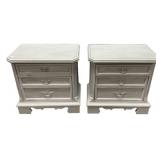 Pair Painted Wood 3-Drawer Nightstands