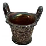 Carnival Glass Basketweave Bucket Vase